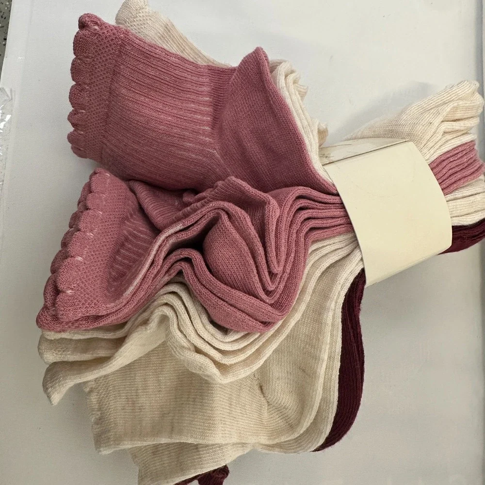 Lucky Brand Women Quarter Socks 10 Pack Everyday Comfort Purple White Burgundy S
